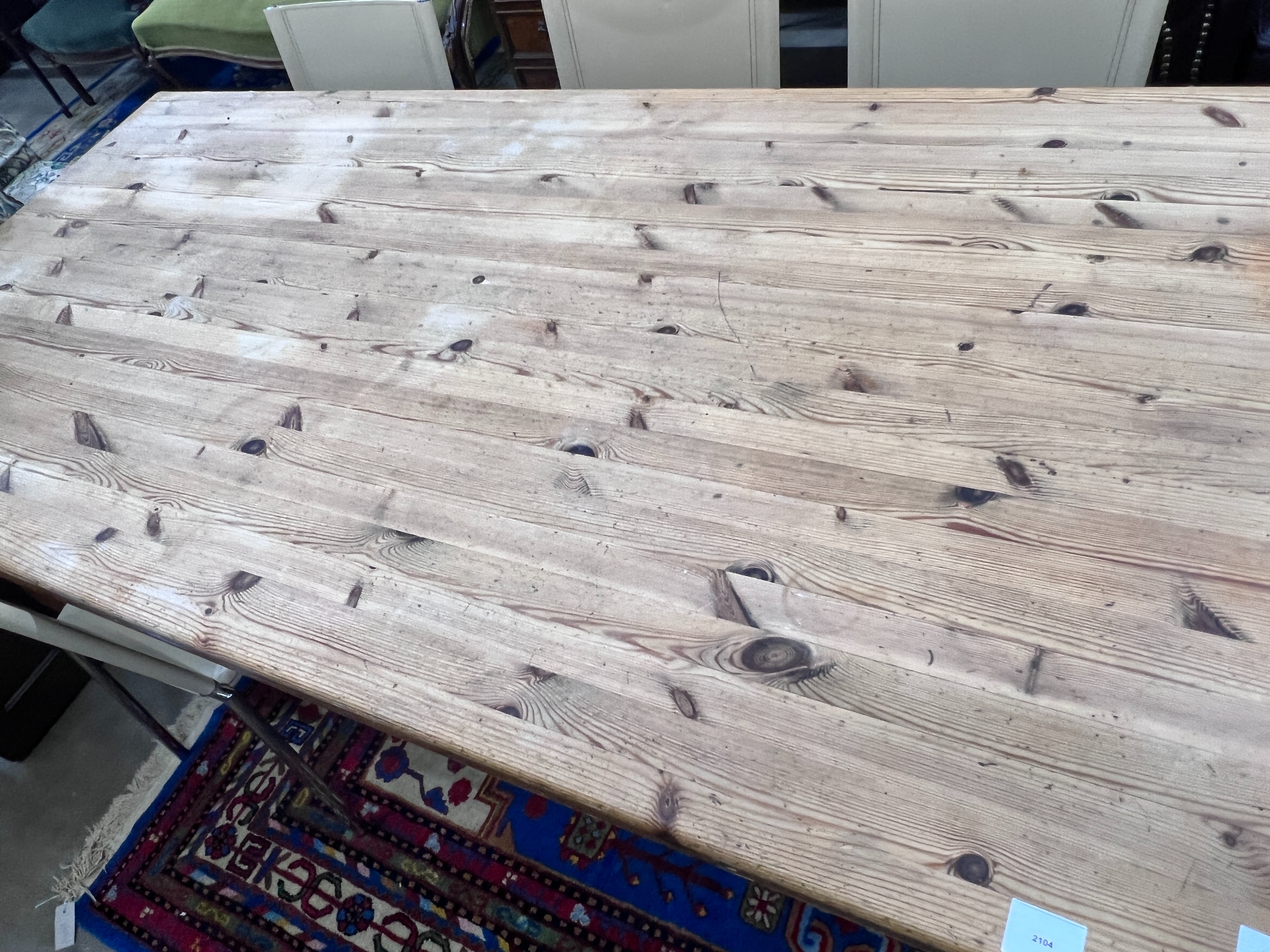A Victorian style rectangular pine kitchen table, length 182cm, depth 93cm, height 76cm